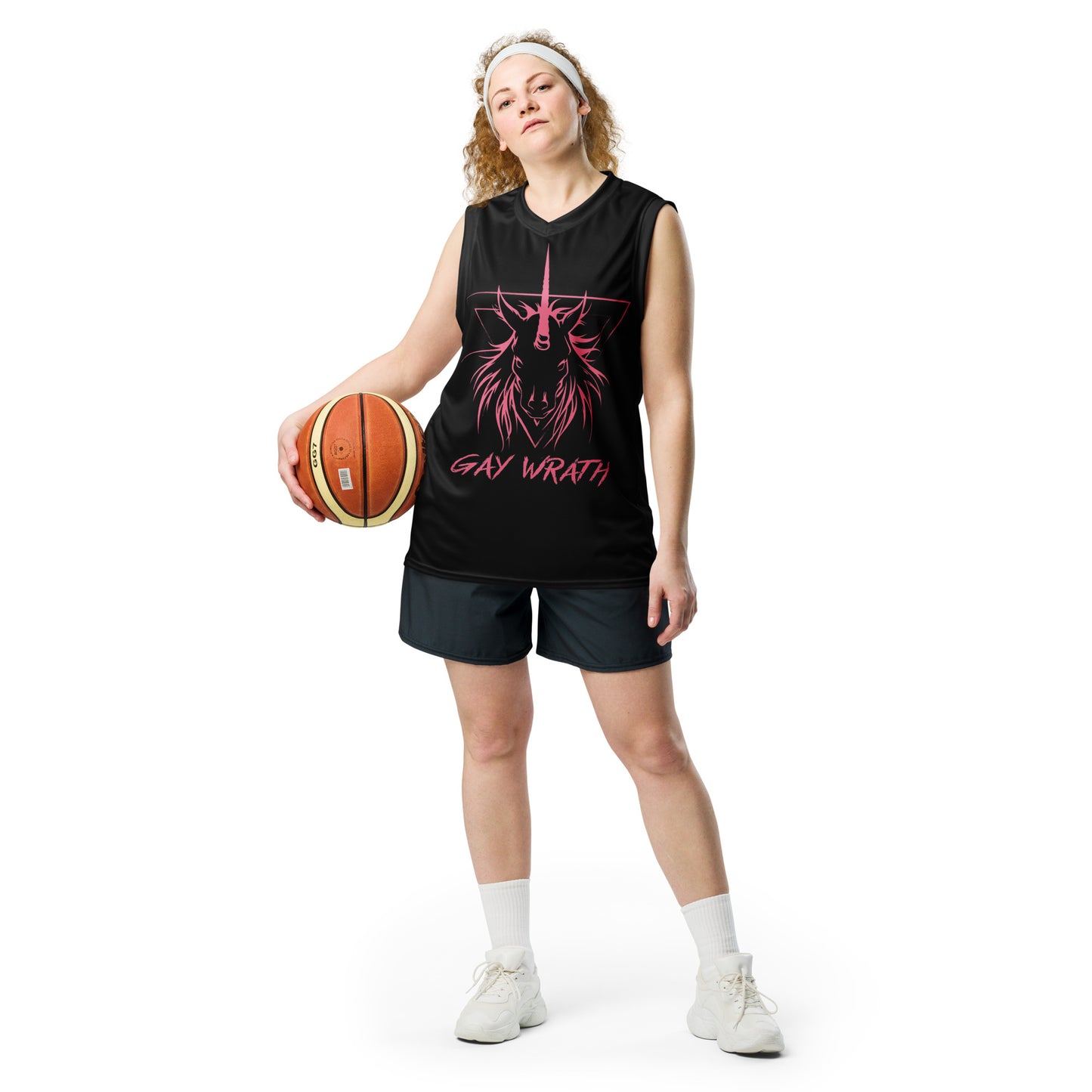 Gay Wrath Unicorn Recycled unisex basketball jersey