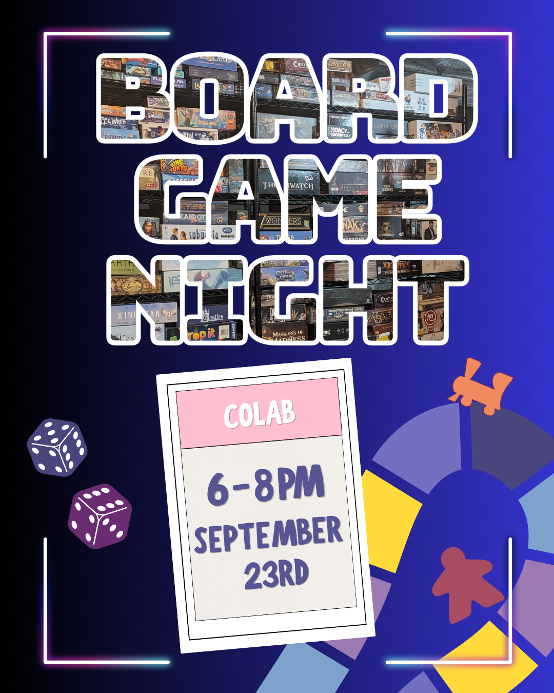 Board Game Night at CoLab, Sept. 23rd