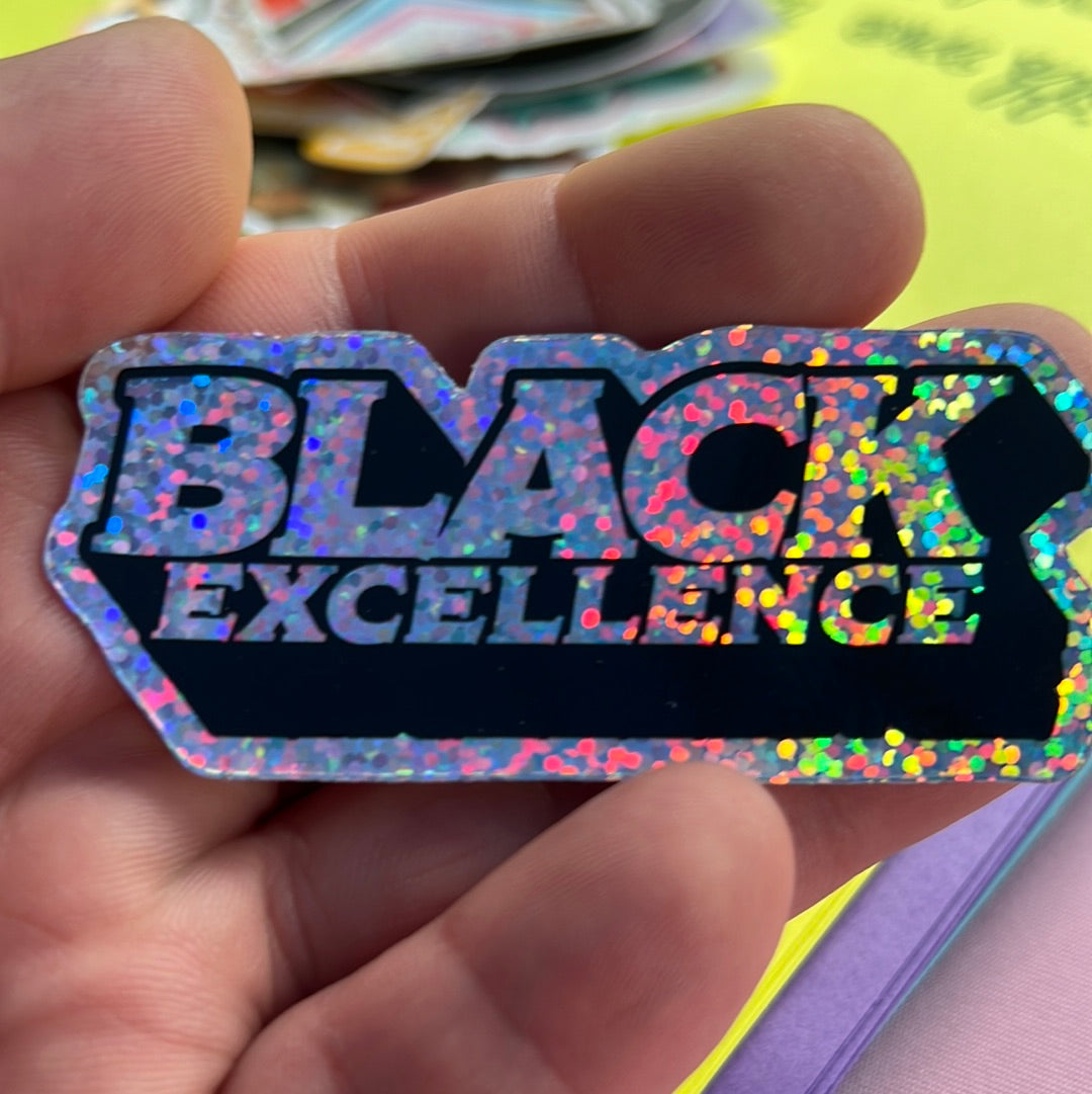 Black Excellence Glitter Sticker