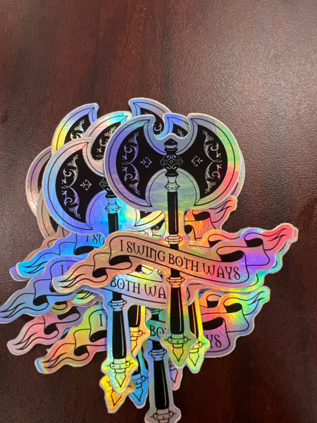 I Swing Both Ways Holo Sticker by Shadoe Morgan