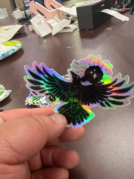 Holo Celestial Crow Sticker by Shadoe Morgan