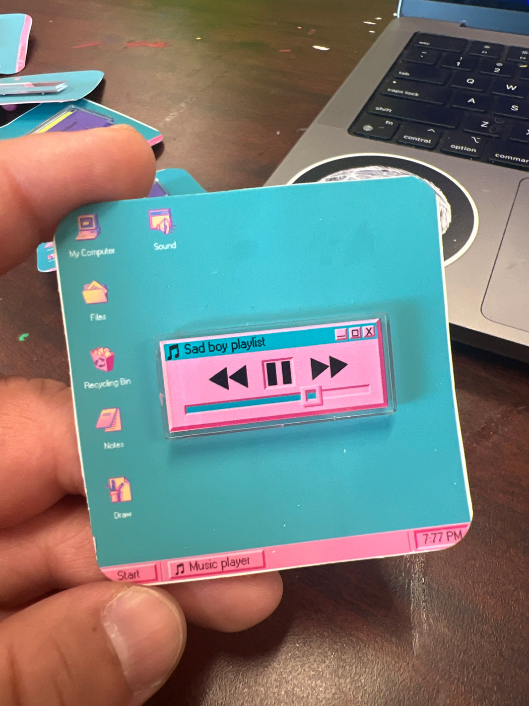 Sad boy playlist acrylic pin by Amber the Crow