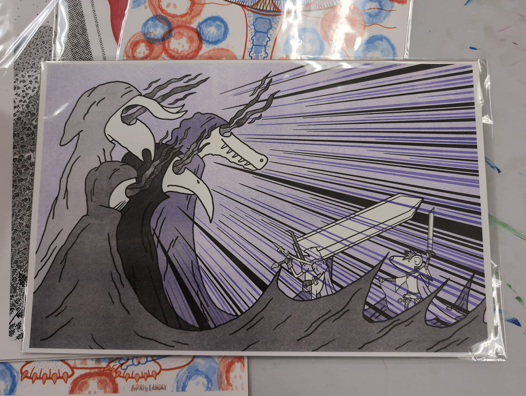 Purple Frog Sword Risograph