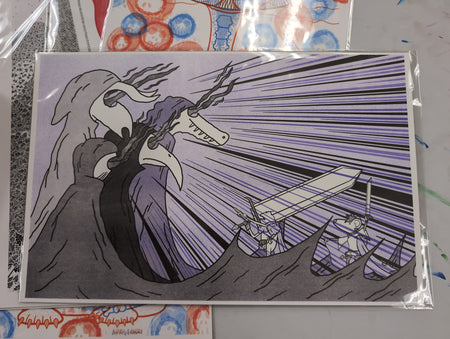 Purple Frog Sword Risograph