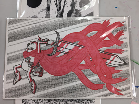 Risograph Red Frog Warrior